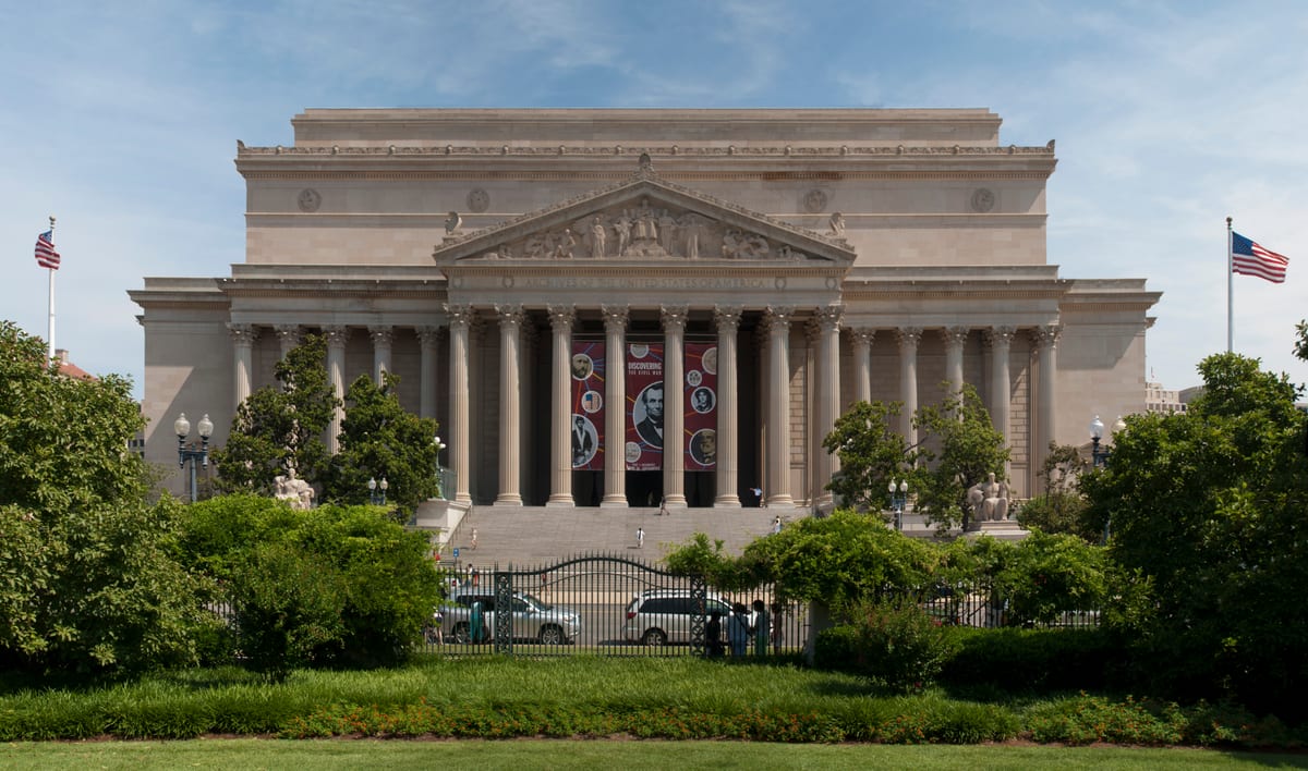 National Archives building representing search epstein files by name and records verification